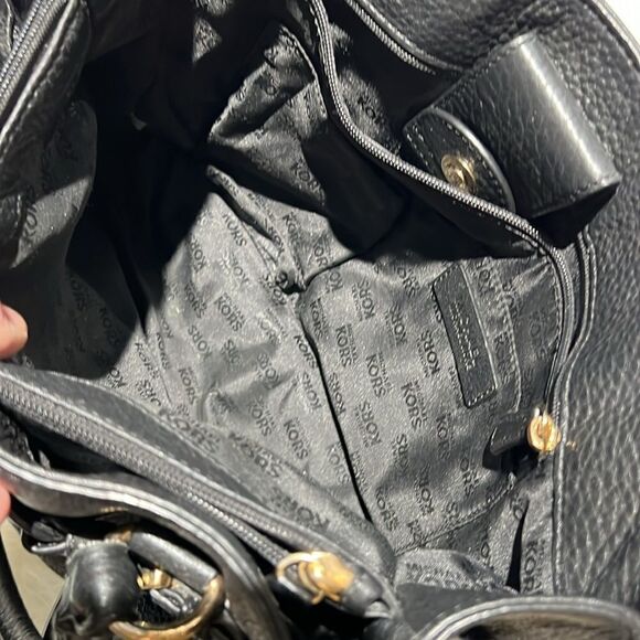 MICHAEL KORS Tumbled Black Leather Crossbody Satchel Gold Hardware B92 - Picture 12 of 16